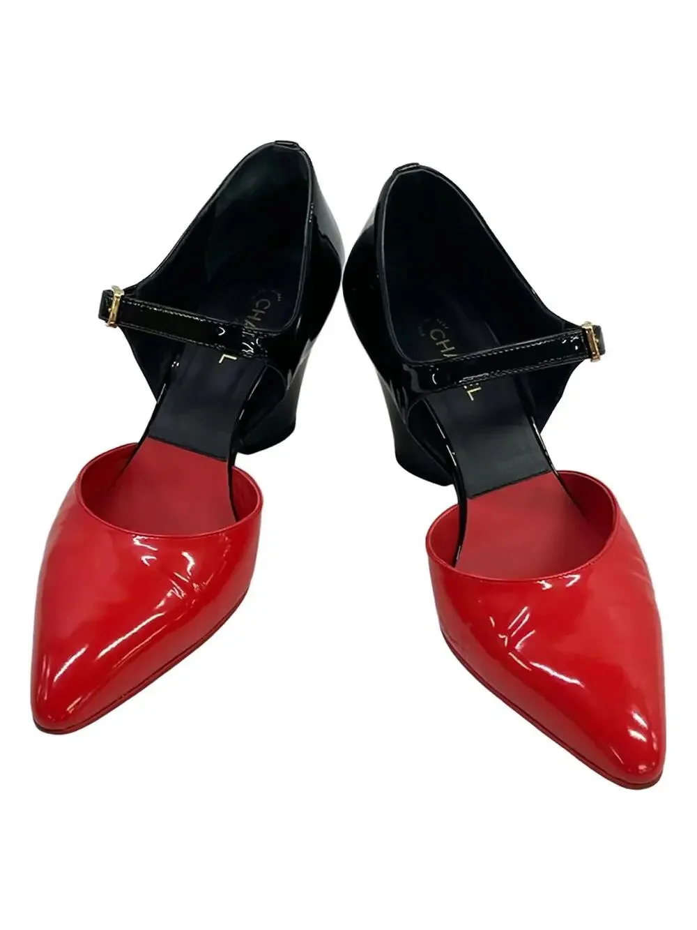 Chanel Black Red Patent Leather Women's #281179C61B
